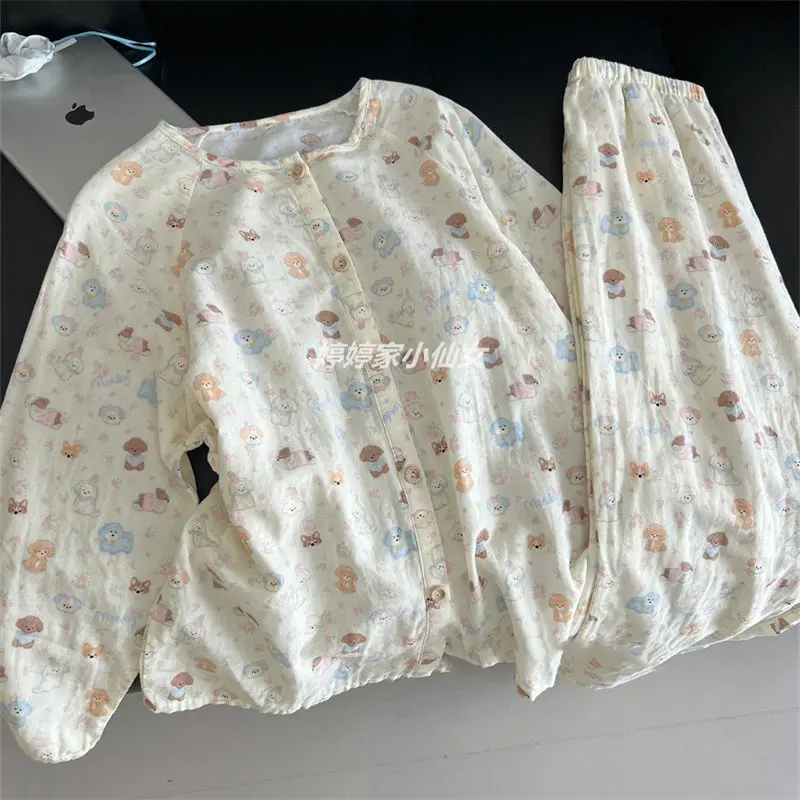 Bộ Đồ Ngủ Hình Động Vật Hoạt Hình, Dễ Thương, Dành Cho Nữ, INS Women Áo