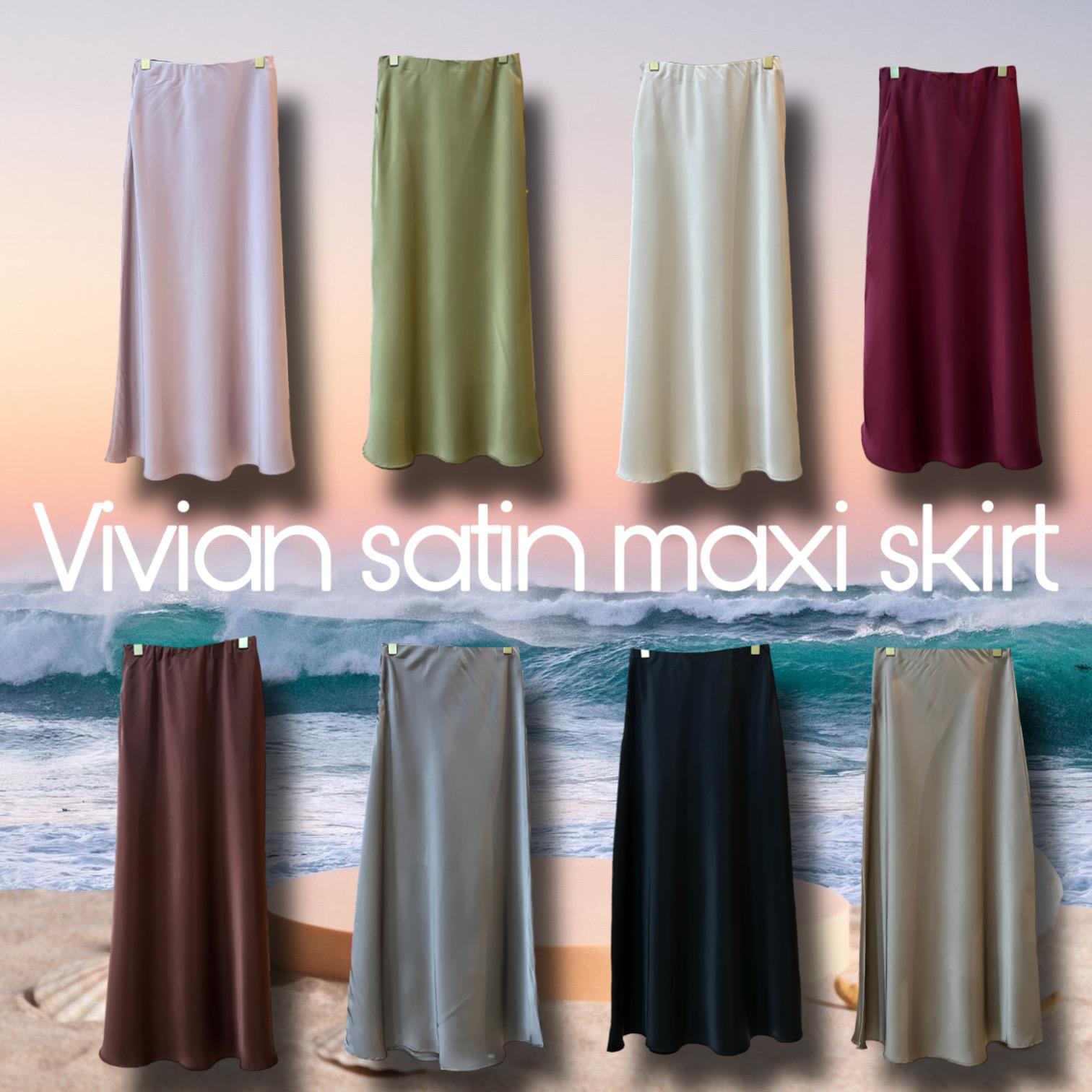 Vivian satin maxi skirt : Sogood.brand กระโปรงซาตินยาว มีซิปข้าง