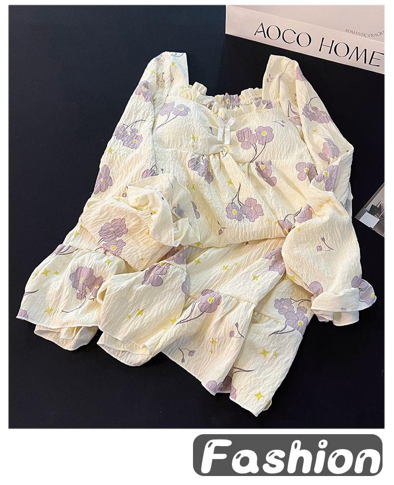 Product Introduction of Đồ Ngủ Nơ Hồng, Dành Cho Nữ, Bộ Sưu Tập Mùa Xuân Và Mùa Thu, Váy Ngủ Dài Tay, Có Đệm Ngực, Phong Cách Công Chúa Ngọt Ngào Và Dễ Thương, Dáng Rộng Vừa Vặn, Thích Hợp Mặc Nhà, Năm 2024 10
