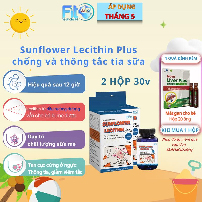 Fito Junior Viên Uống Thông Tia Sữa Giảm Viêm Tắc Sunflower Lecithin Plus 60 Viên 0