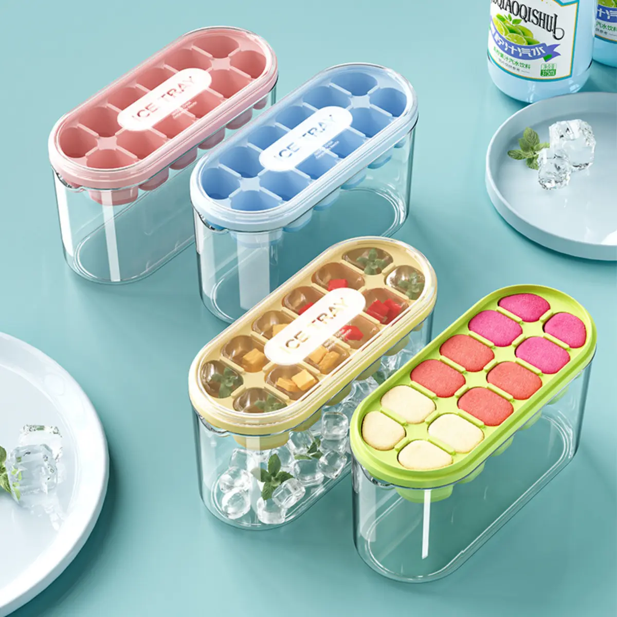 Ice Box Multi-Layer Transparent Ice Box Large Capacity with Lid Frozen Ice Box Ice Box DIY Homemade Ice Cube Tray Mold