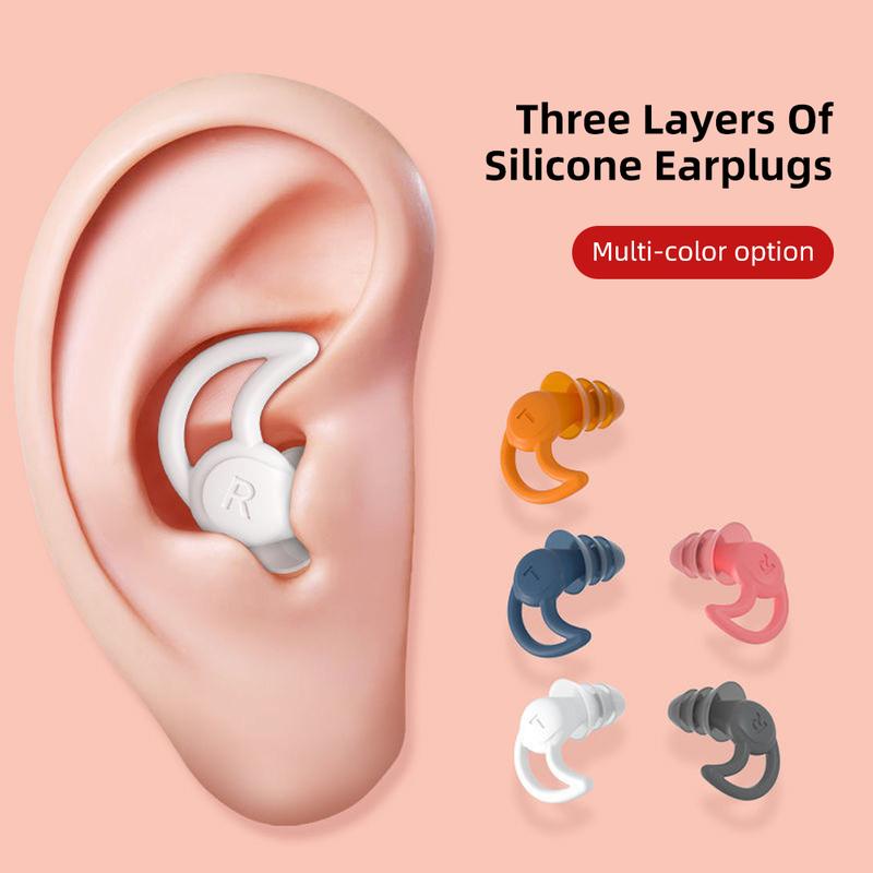 Nút Bịt Tai Bịt Tai, Silicon Mềm Ba Lớp, Giảm Tiếng Ồn, Thoải Mái, Có Thể Tái Sử Dụng, Chống Ồn, Cách Âm, Có Thể Giặt Được, Thích Hợp Để Ngủ
