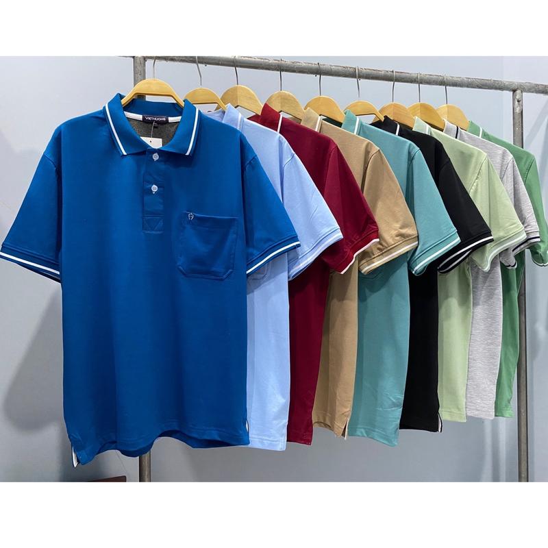 [TẾT] Áo Polo Nam Trung Niên POLO Trơn Thêu Túi Vải Cotton Mềm Mại Đẹp Co Giãn 4 Chiều có lót thấm mồ hôi Từ 50-100Kg