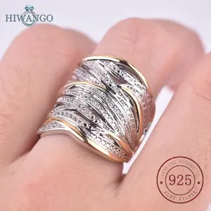 HIWANGO Cincin Emas Zircon Penuh Baru Perak 925