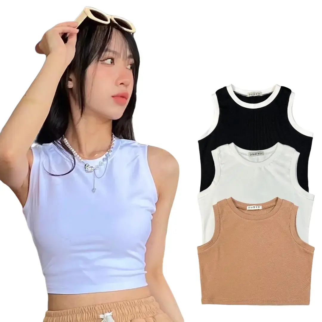 Áo croptop 3 lỗ sát nách 100% cotton co giãn 4 chiều mềm mịn Nữ