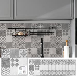 Geometric Pattern Tile Sticker, 10pcs/set Self Adhesive Wall Sticker, Decorative Sticker for Home Living Room Bedroom Kitchen