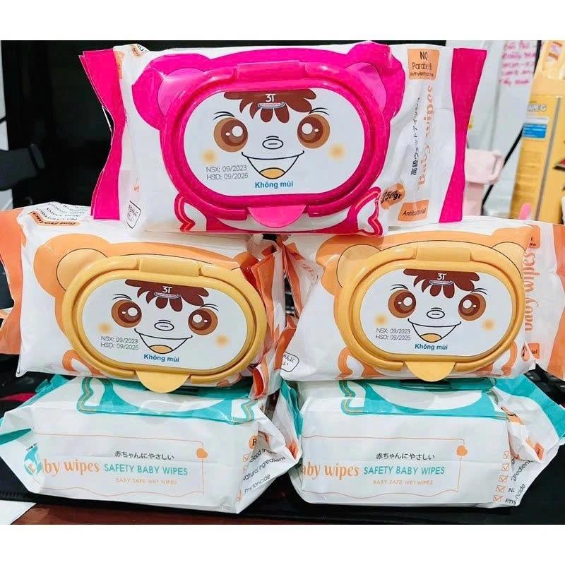 Thùng 10 bịch khăn ướt Baby Wipes không mùi không cồn an toàn cho bé.