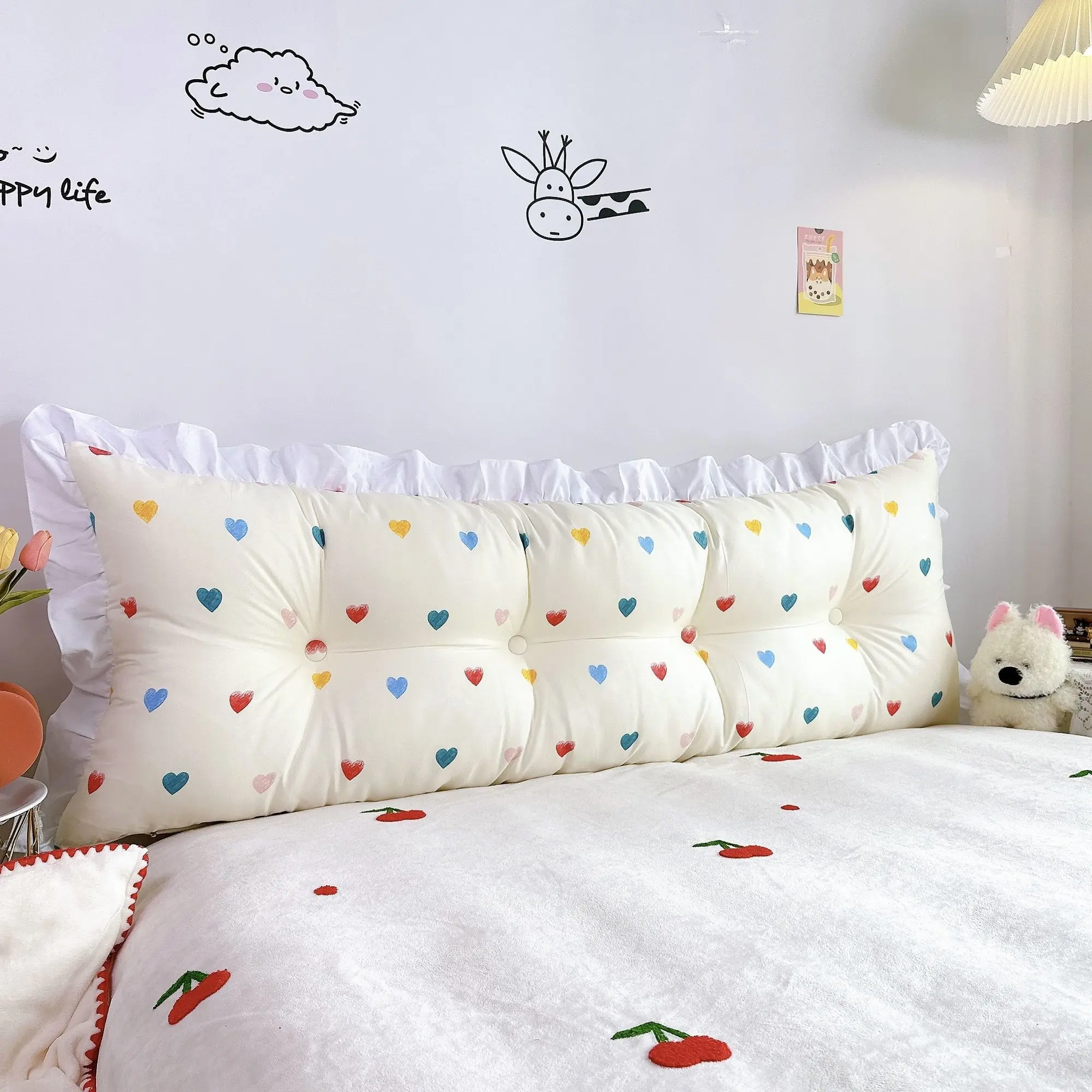 2025 Bedside Cushion Big Backrest Tatami Anti-Collision Soft Bag Bedroom Bed Double Waist Cushion Removable and Washable Long Pillow
