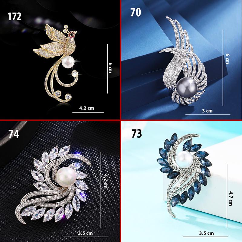 GOTI - Tag Cài Áo Cao Cấp Hình Cánh Thiên Nga Đính Hạt Châu Trắng/ Xám Đẹp Thanh Lịch Phụ Kiện Trang Trí Dành Cho Nữ Voan Voi Kim Tuyến Hoa