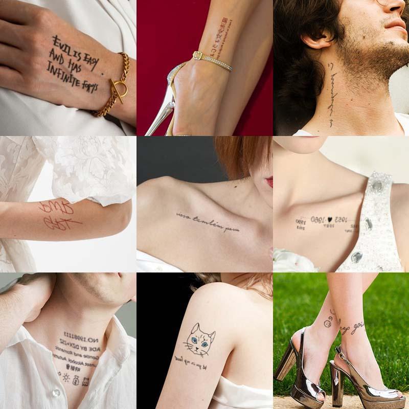 Cute Cartoon Animal & English Short Sentence Pattern Temporary Tattoo Sticker, 62pcs/set Waterproof Long Lasting Fake Tattoo Sticker, Body Art Decoration for Women & Girls 3