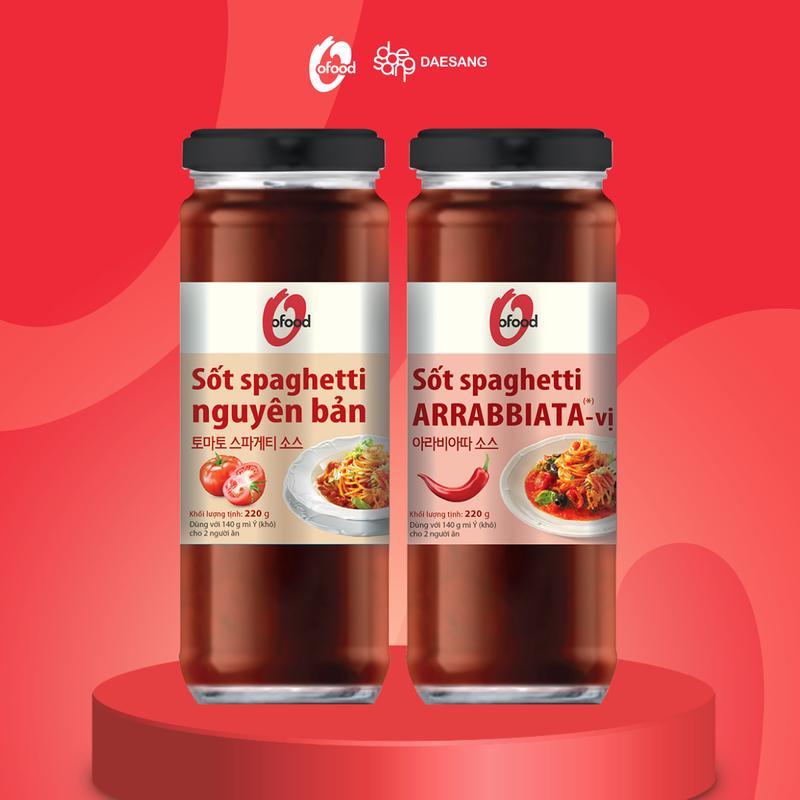 Sốt Spaghetti O'Food chai 220g có 2 vị nguyên bản và vị cay nấu mì Ý nhanh gọn tiện lợi tại nhà