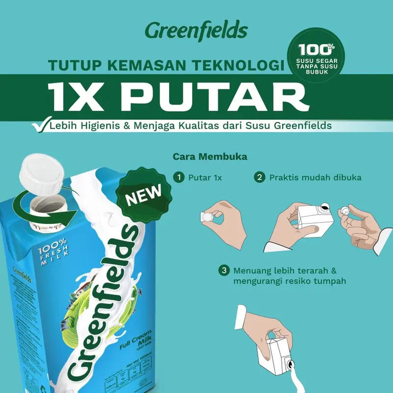 Susu Greenfields UHT Full Cream 1000 ml 1