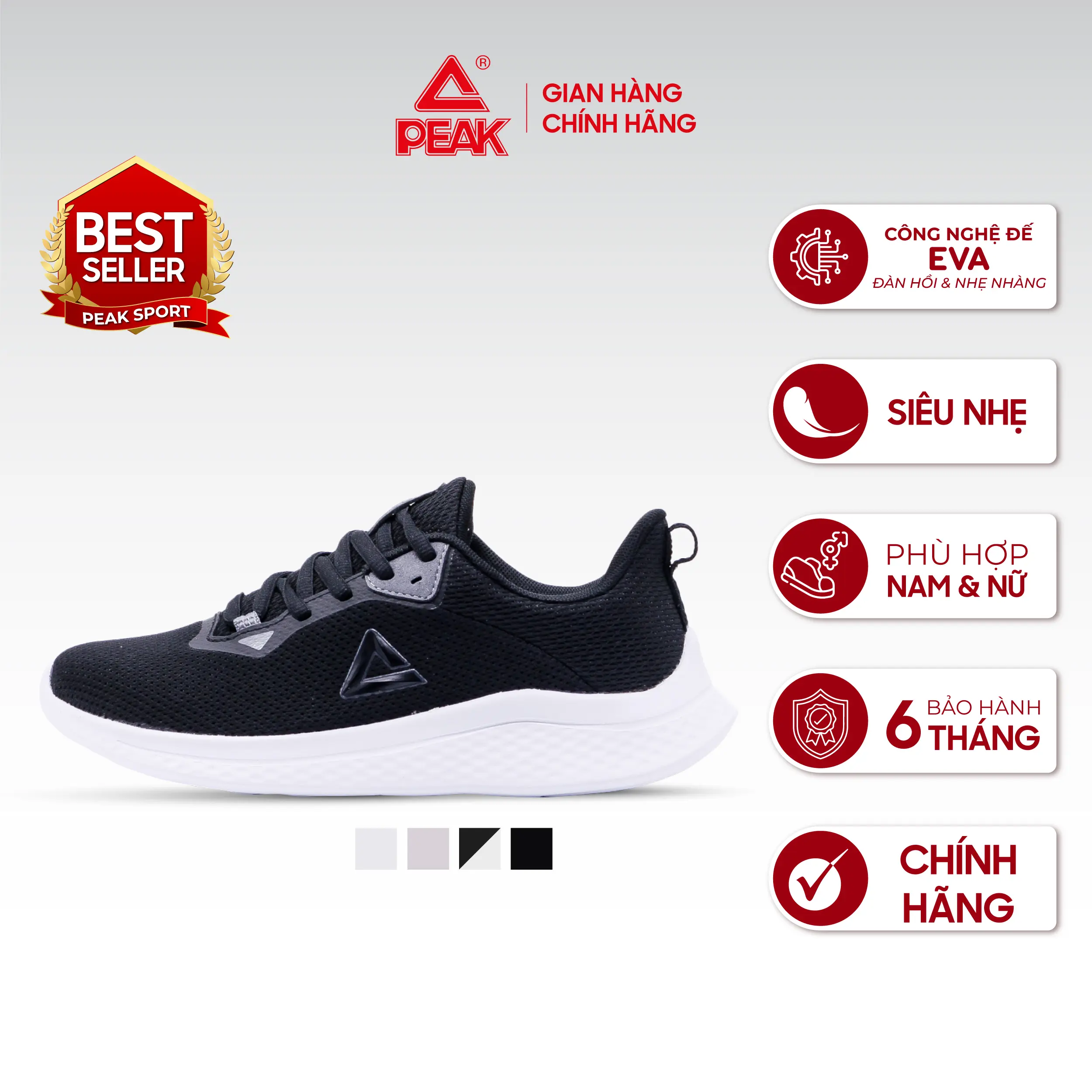 Giày chạy bộ thể thao nam PEAK Running E223197H Sneaker Sport Giày Thể Thao Tập Thể Dục