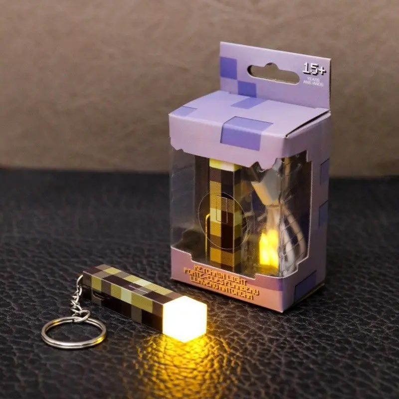 minecraft my world light torch luminous keychain pendant toy