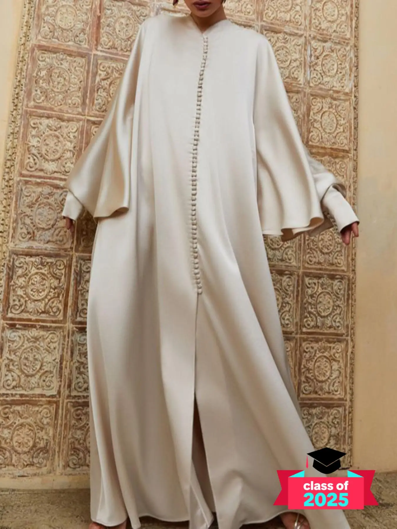 Women's Batwing Sleeve Split V Neck Kaftan, Chic Elegant Long Sleeve Maxi Dress, Women's Islamic Clothing for Daily Wear, Dresses for Women