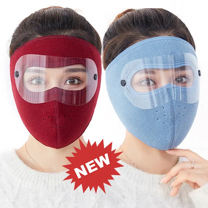 Khẩu trang che toàn bộ mặt giữ ấm, chống gió mùa đông kèm miếng kính có thể tháo rời Trơn Cotton Trơn Nam Accessories Che Mặt