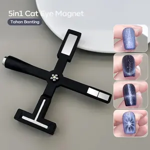 Cat Eye Magnetic 5 IN 1 Multi-function Cat Eye Nail Magnetic Stick With Sleeve Cat Magnet Board For Nail Gel Polish Line Strip Effect Nail Art