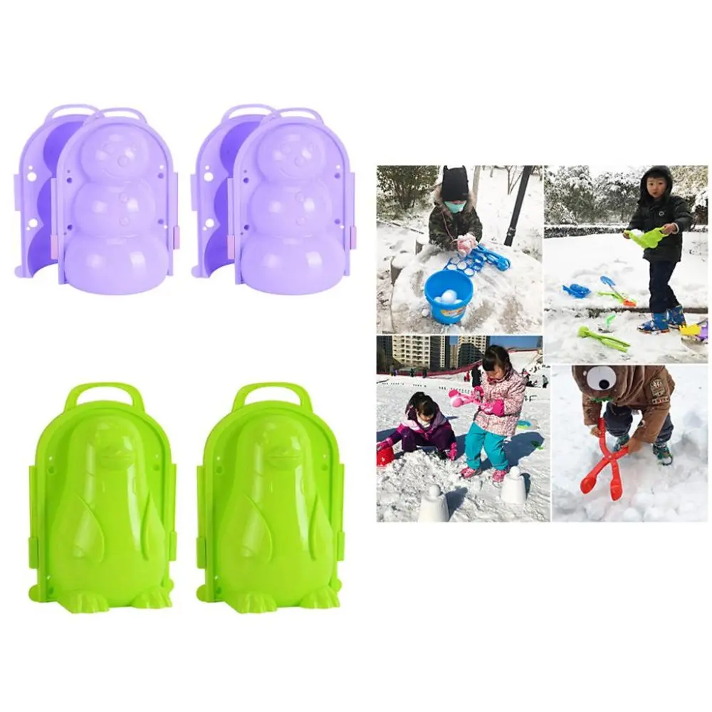 Snow Ball Clip,Cartoon Snowman Penguin Shaped Snowball Maker