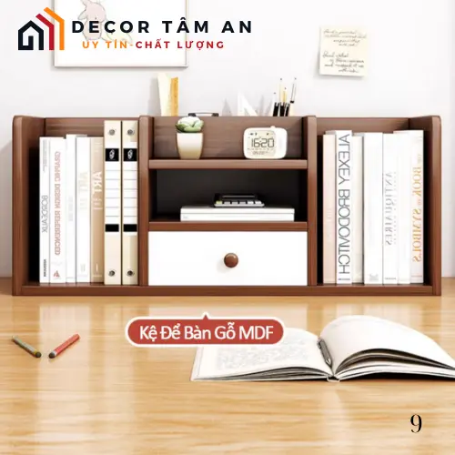 Kệ Sách Gỗ Cao Cấp, Tủ Hồ Sơ Để Bàn Tiện Lợi Chất Liệu Gỗ MDF - Dài 40cm x Cao 25cm x Rộng 20cm