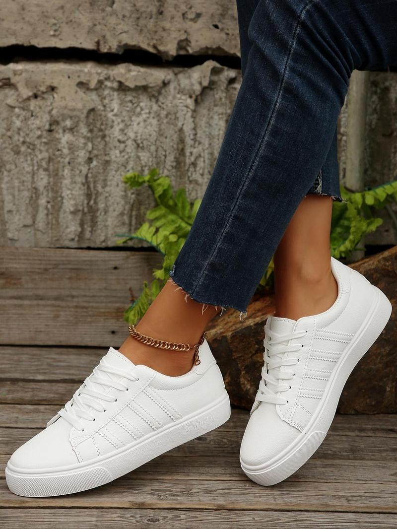 Product Introduction of Women's Fashionable Lace Up Low Top Sneakers, Casual Comfortable Breathable Sports Shoes, Female All-match Round Toe Shoes for Daily Wear 4