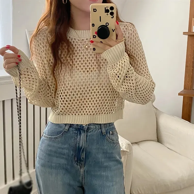 Basic Outer Crop Jaring Rajut Fuji terbaru 3