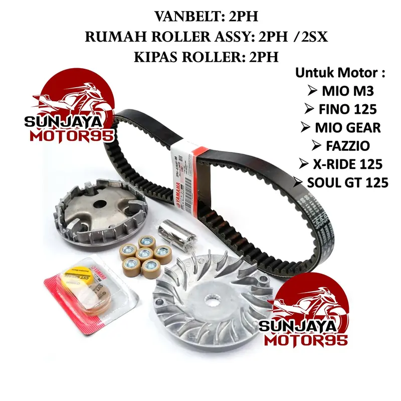 Paket Vanbelt Mio M3 Set Rumah Roller + kipas 2PH Yamaha Fazzio - Mio Z / S - Xride 125 - Fino 125 - SOUL GT 125 Motorcycle Klip 1