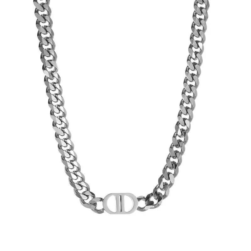 Titanium Steel Letter Necklace - Hip Hop Cuban Chain Unisex Jewelry
