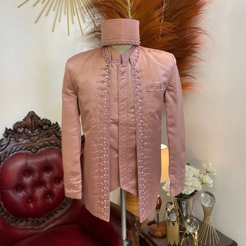 Beskap pengantin motif mutiara tabur payet zig-zag || Beskap pengantin pria Polos 3