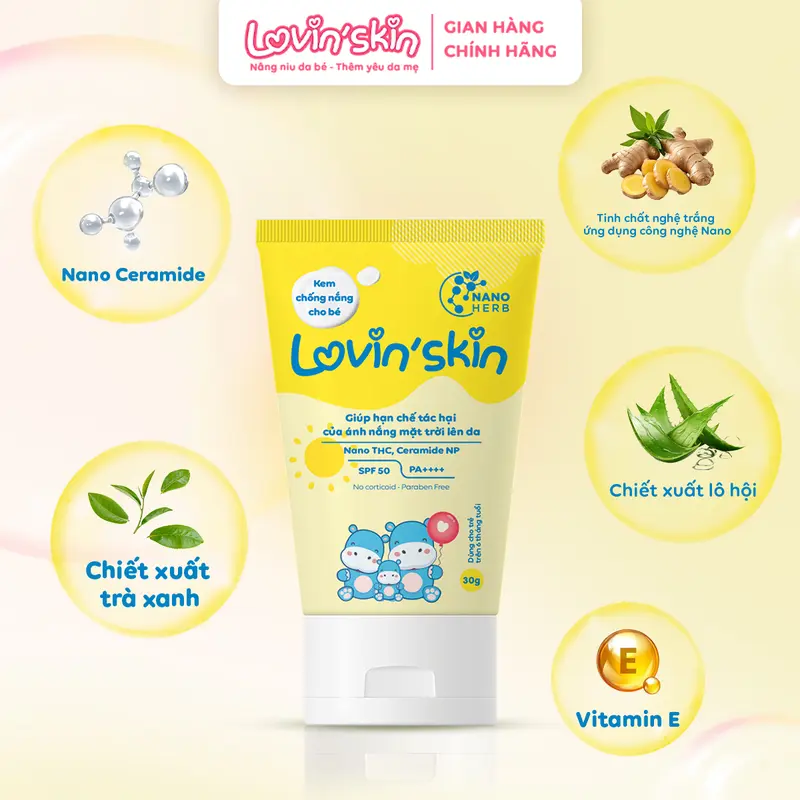 Combo Kem Chống Nắng và Kem Dưỡng Ẩm mềm da cho bé LOVIN'SKIN 2
