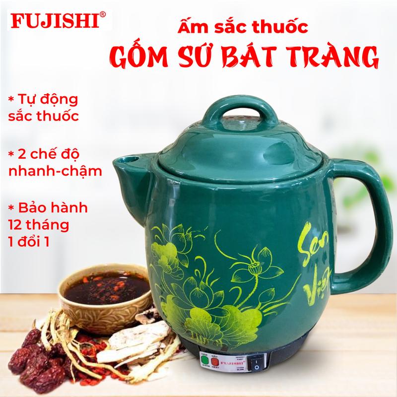  Siêu sắc thuốc điện GỐM SỨ BÁT TRÀNG Fujishi 3.2 lít HK-33B -   XANH LỤC  - Ấm thuốc điện nấu tự động ngắt Ấm Siêu Tốc Ấm Đun 