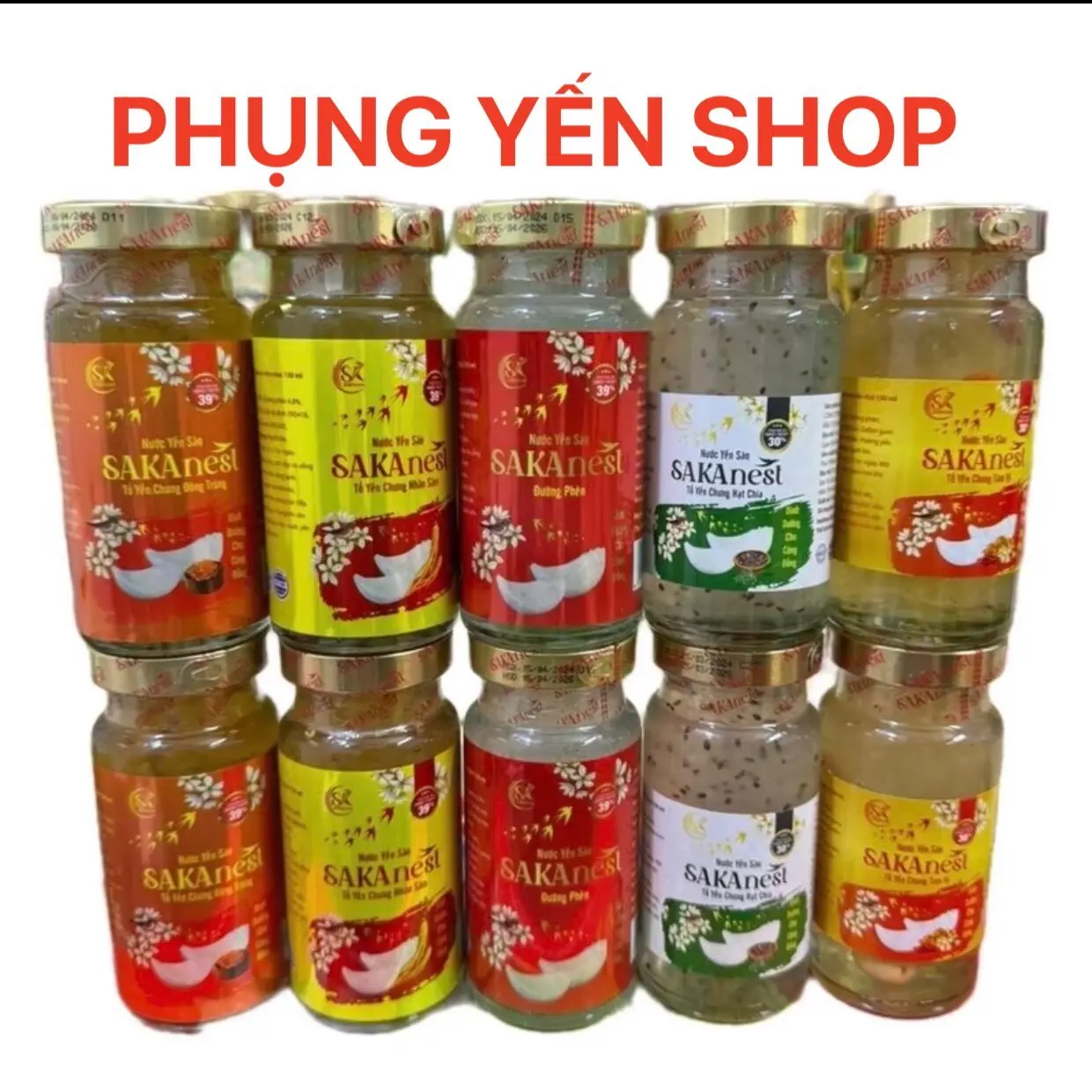 Combo 10 lọ yến chưng cao cấp.SaKaNest 150ml  -30% yến tươi ( gồm 5 vị ) dành cho người lớn ( Sản phẩm không hộp )