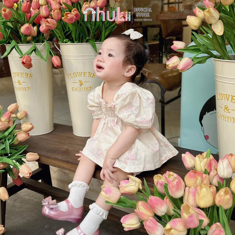 Váy bé gái váy hoa nhí tiểu thư dễ thương cho bé 5 đến 14 Kg NI065