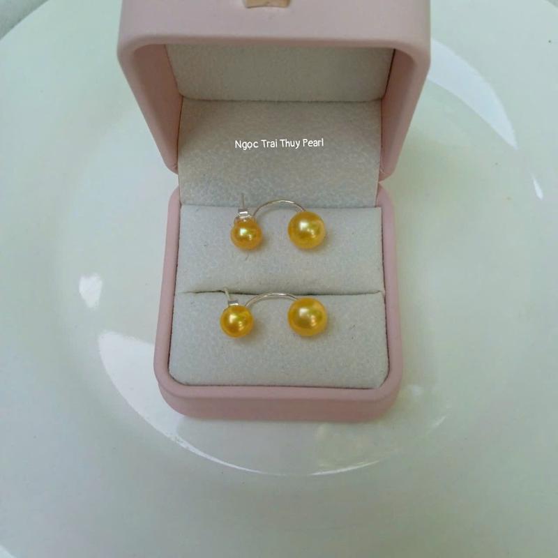 Product Introduction of Bông tai ngọc trai dáng treo size 7 -8mm dạng bán cầu  các màu đeo 2 kiểu 30