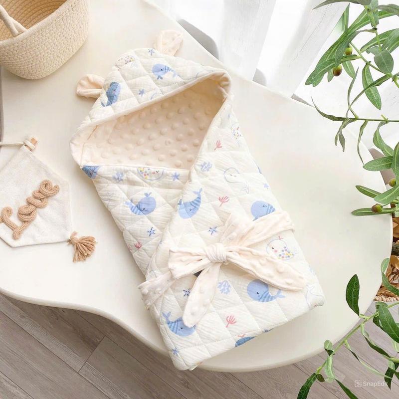Tặng Túi Tỏi Chăn Ủ Mùa Đông Ủ Xô Muslin Hạt Đậu Trần Bông Dày Dặn Kèm Dây Đai Mềm Mại Và Ấm Áp Cho Bé Sơ Sinh 0-3 Tháng Mã Mới