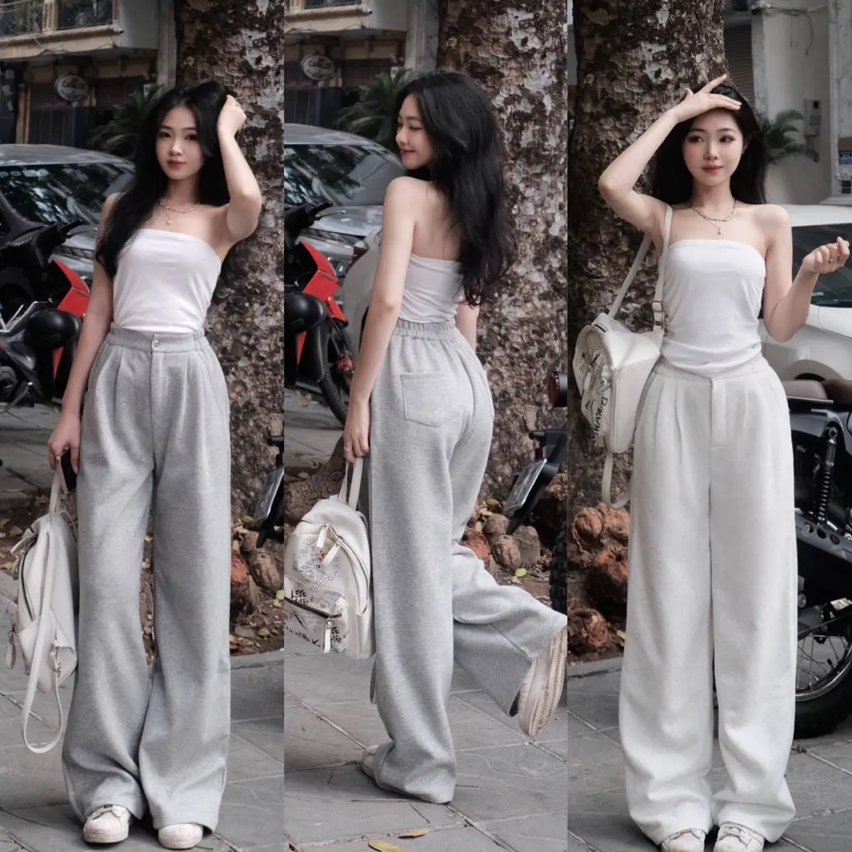 Quần nỉ 2Da dáng suông hottrend dày dặn, cạp chun, khóa kéo, có 2 túi trước, 2 túi sau