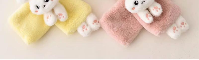 Product Introduction of Korean Women's Lovely Cartoon Rabbit Rabbit Fur Cross Plush Scarf Girl's Winter Neck Protection Thick Warm Fake Neck Bib 5