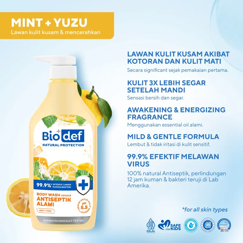 [Mira Agile's Signature] Vitamin Biodef Mint - Yuzu Refill 800ml | Sabun Mandi Cair Antiseptik Aman dan Halal | Sabun Mandi Cair Untuk Kulit Sensitif | Mencerahkan Kulit dan Melembabkan Kulit 1