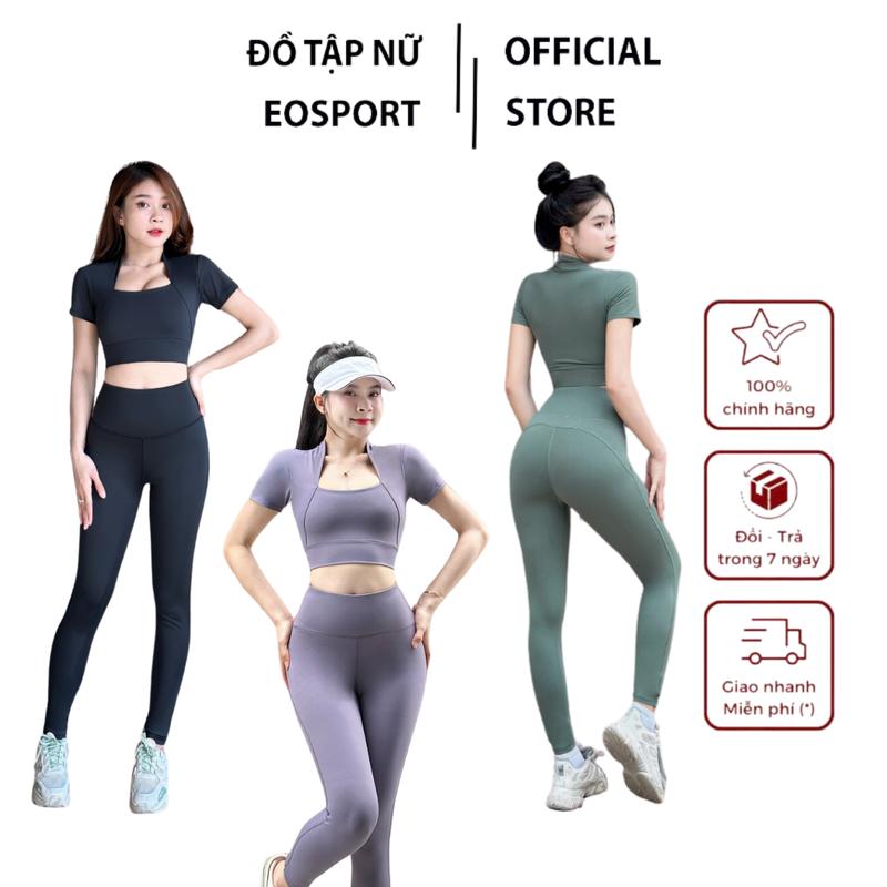 Đồ tập gym nữ, đồ tập yoga aerobic áo croptop kèm mút quần dài cạp cao chất vải thun lạnh co giãn D01 Chạy Bộ Sport Tập Thể Dục