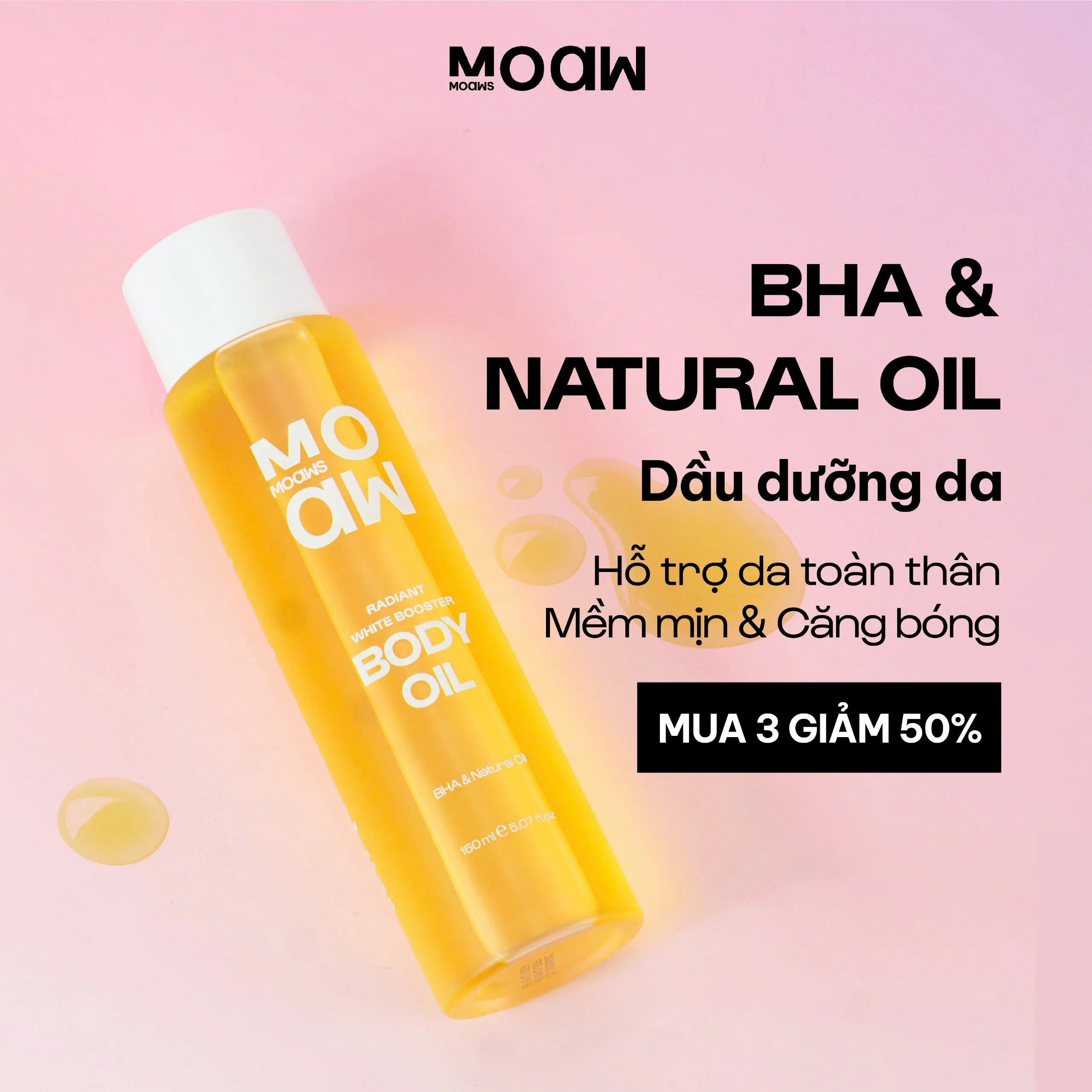 [Mua 3 Giảm 50%] Dầu Dưỡng Da Body Oil Bha Moaw Moaws - Dưỡng Thể Cho Nam Hỗ Trợ Rạn Da, Dưỡng Body Ẩm - Dầu Dưỡng Thâm Moahmoah Natural - Dầu Xoa Bóp Mát Xa Massage Body Spa Ủ Chill - Dưỡng Thể Làm Đẹp Women - Dầu Bodycare Làm Đẹp Da - Dầu Khoáng