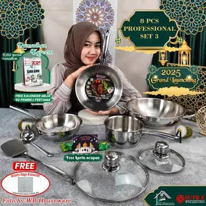 SUPRA New 8pcs panci set stainless professional Set 3 series impact bottom / cookware wajan masak penggorengan - PROFESSIONAL SET 3