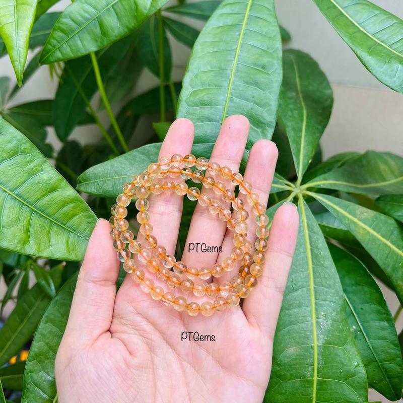 Vòng Tay t.anh Tóc Vàng 6mm hợp mệnh Thổ- Kim đeo 3 vòng tay hoặc vòng cổ - PTGems 1