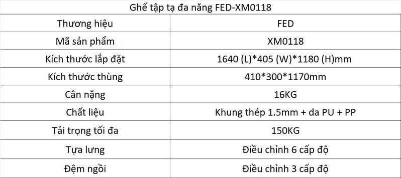 Product Introduction of Ghế tập tạ đa năng FED XM-0118 có đá chân (không bao gồm bánh tạ) 18