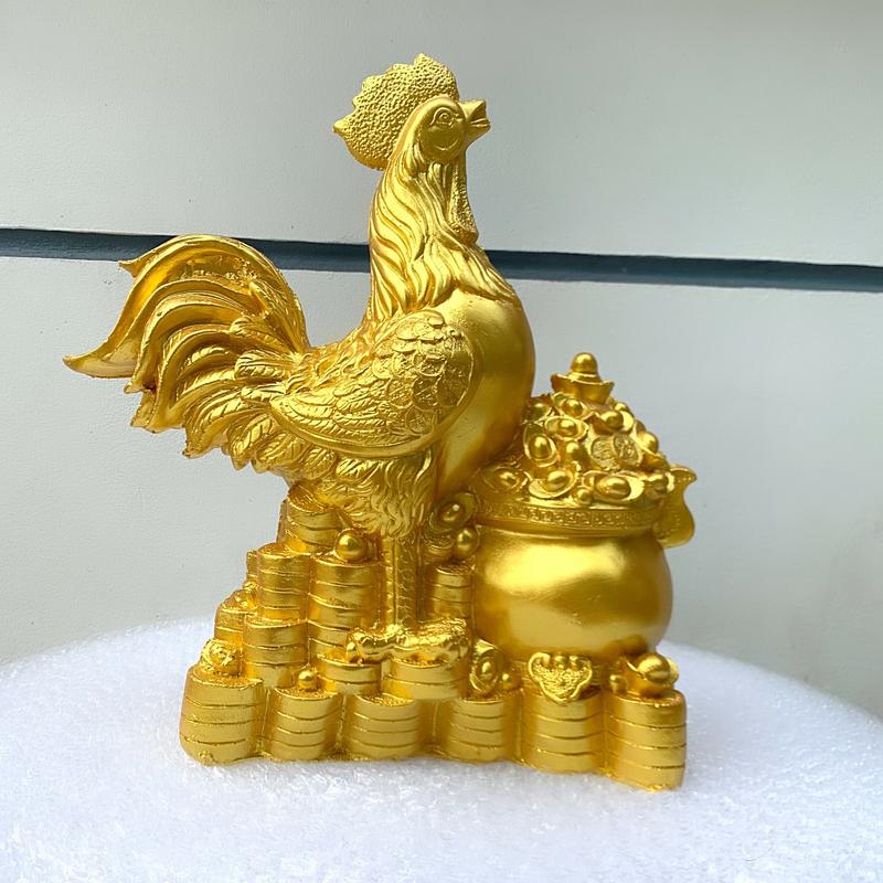 Heo đất tiết kiệm GÀ BỆ VÀNG Size Đại màu vàng đồng / Ống tiết kiệm đựng tiền 2