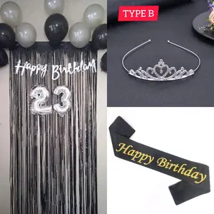 PAKET DEKORASI ULTAH SIMPLE FREE MAHKOTA DAN SELEMPANG