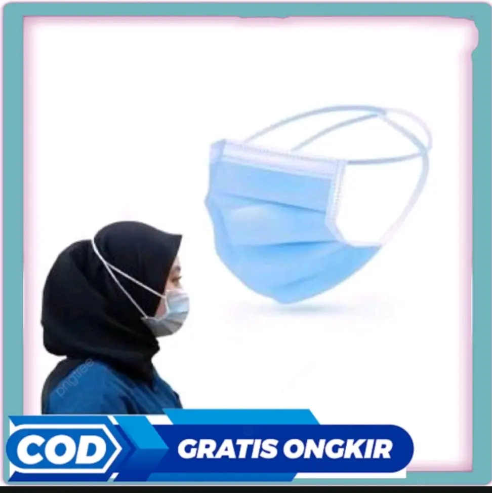 Masker Hijab 3 Ply Isi 50 / Masker Hijab Dewasa 3 Ply / Masker Headloop Cod Bisa Bayar Ditempat Pria Wanita