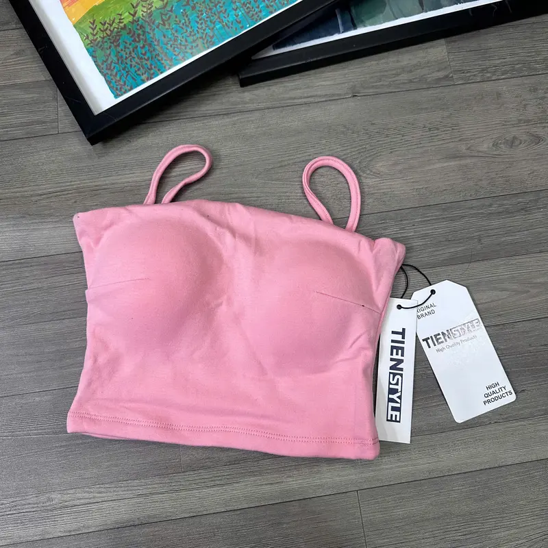 Áo Thun 2 Dây Có Đệm 2 Lớp, Áo Ống Quây bra Co giãn có mút ngực Nữ Women Top 7