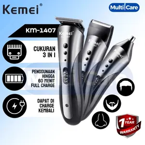 KEMEI KM 1407 hair clipper Mesin alat cukur rambut kumis jenggot recharge Elektrik Brewok
