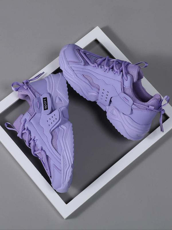 Women's Fashionable Solid Lace Up Sports Gym Sneakers, Casual Comfortable Sports Gym Shoes for Daily Wear, Female All-match Round Toe Sports Shoes for Daily Wear 8
