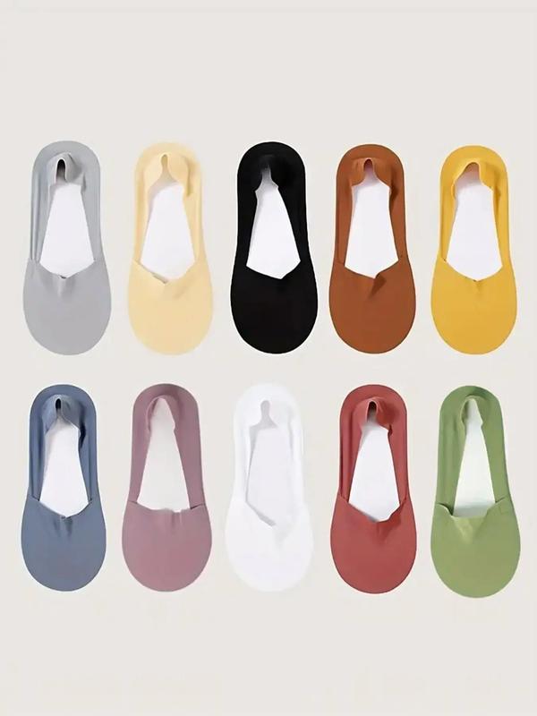 Women's 10 Pairs Solid Invisible Socks, Breathable Comfortable Thin Socks for Summer, Multipack Low Cut Socks for Daily Wear 1