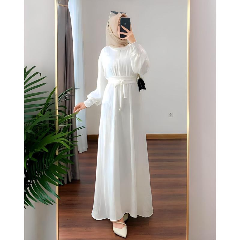 gamis allmaira/bahan crinkle airflow premium Polos Muslim Panjang 1